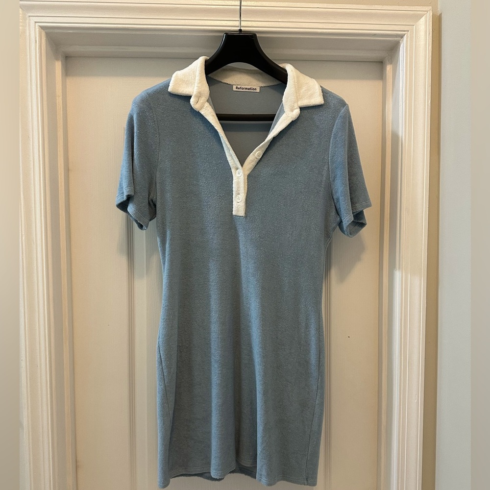 Reformation Stefana Blue Knit Polo Dress - Picture 2 of 3